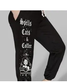 Spells Cats and Coffee sweatpants super soft