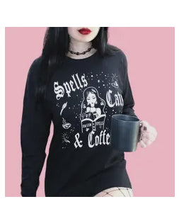 Spells Cats and Coffee Long Sleeve T