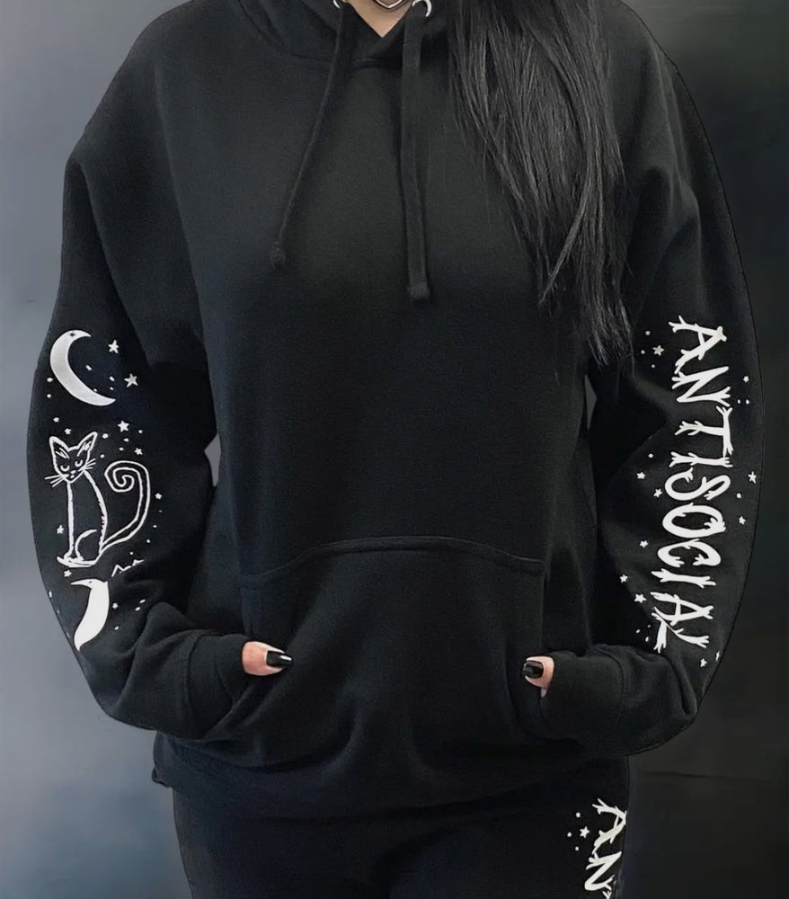 Anti Social Cat Witch Moon Hoodie