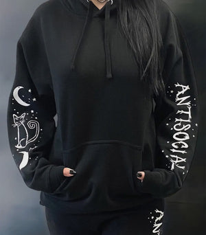 Anti Social Cat Witch Moon Hoodie